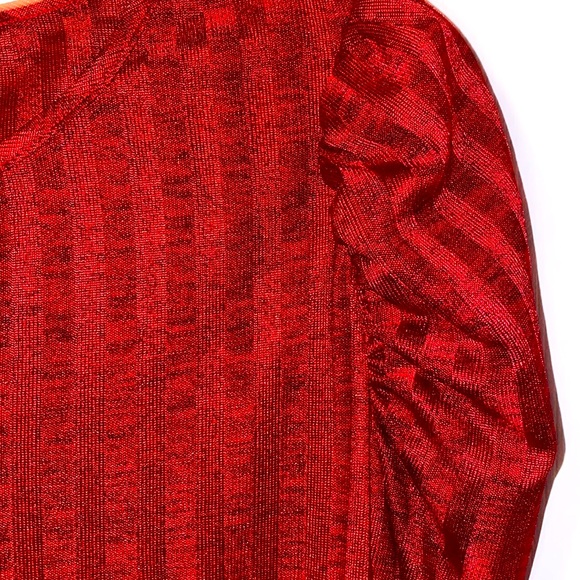 Holiday Top by BCX Puffed Long Sleeve Sz M, Red Black - Picture 10 of 11